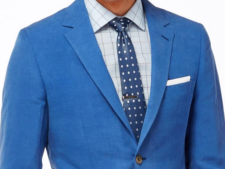 French Blue Silk Linen Suit