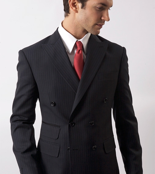 Double Breasted Navy Pinstripe Suit