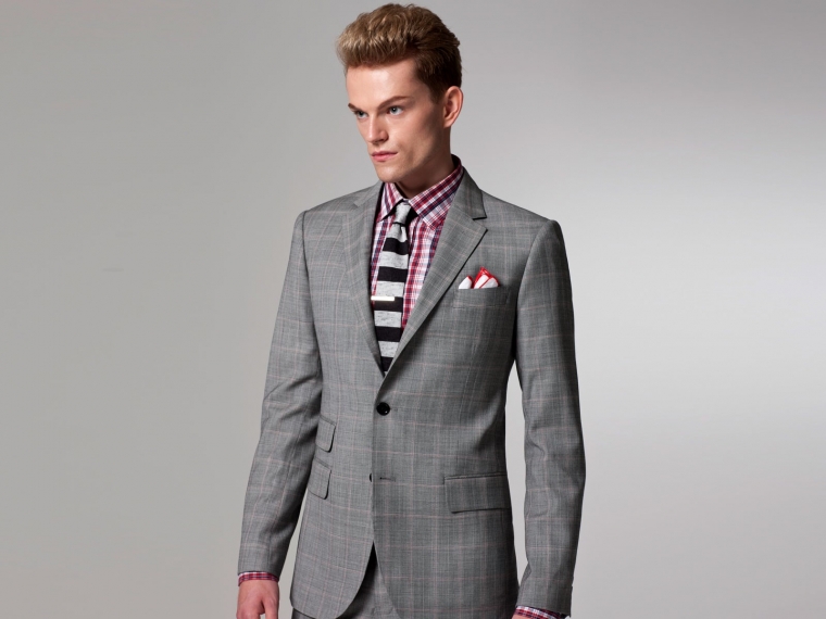 Checked Pink Windowpane Suit 1