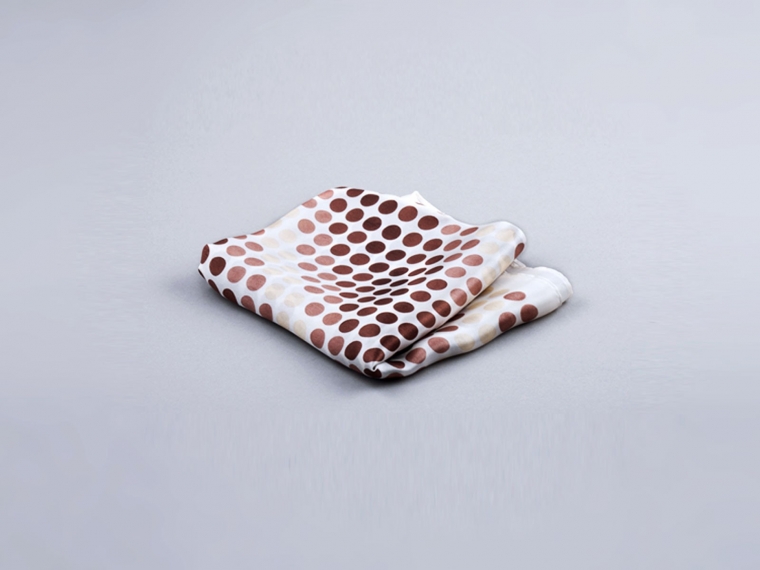 Brown Polka Dots Silk Pocket Square 1