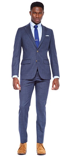 Men's Custom Suits - Indigo Houndstooth Stretch Wool Suit | INDOCHINO