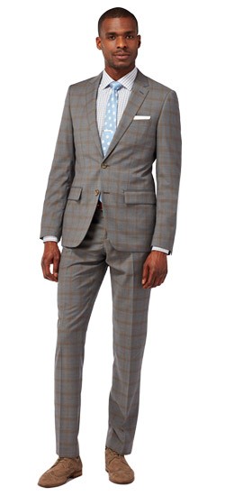 Men's Custom Suits - Gray with Bronze Check Suit | INDOCHINO